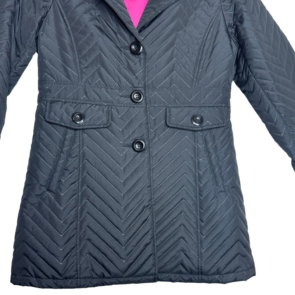 Rothschild Girls Quilted Coat Black Chevron‎ Pattern Size L 14 Winter Jacket